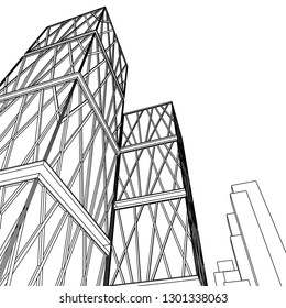 architecture abstract, 3d illustration
