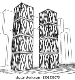 architecture abstract, 3d illustration