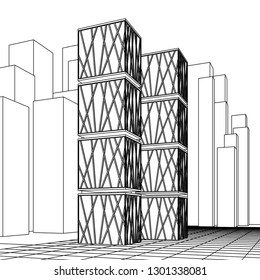 architecture abstract, 3d illustration