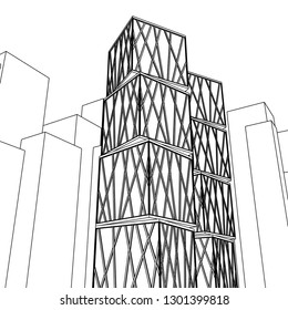 architecture abstract, 3d illustration