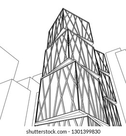 architecture abstract, 3d illustration