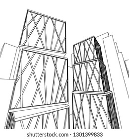 architecture abstract, 3d illustration