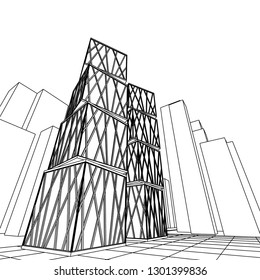 architecture abstract, 3d illustration