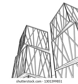 architecture abstract, 3d illustration