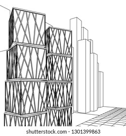 architecture abstract, 3d illustration
