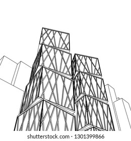 architecture abstract, 3d illustration
