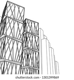 architecture abstract, 3d illustration