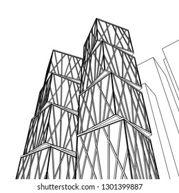 architecture abstract, 3d illustration