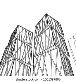 architecture abstract, 3d illustration