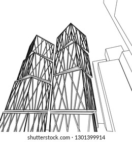 architecture abstract, 3d illustration
