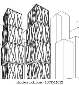 architecture abstract, 3d illustration