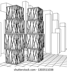 architecture abstract, 3d illustration
