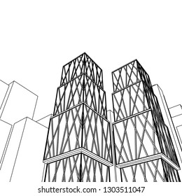 architecture abstract, 3d illustration