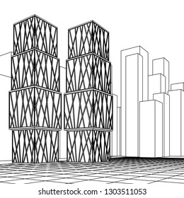 architecture abstract, 3d illustration