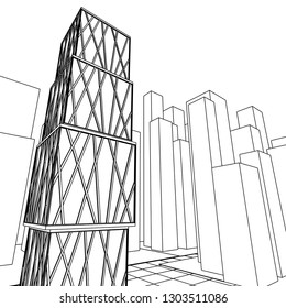 architecture abstract, 3d illustration