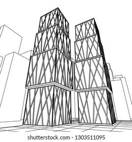 architecture abstract, 3d illustration