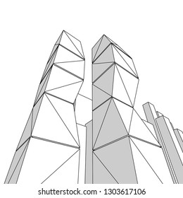 architecture abstract, 3d illustration