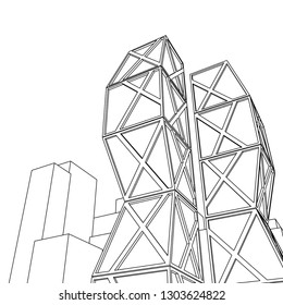 architecture abstract, 3d illustration