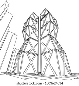 architecture abstract, 3d illustration