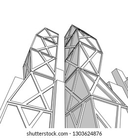 architecture abstract, 3d illustration