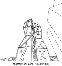 architecture abstract, 3d illustration