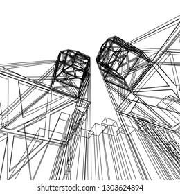architecture abstract, 3d illustration