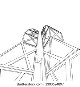 architecture abstract, 3d illustration