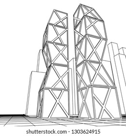 architecture abstract, 3d illustration