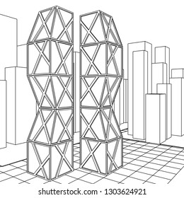 architecture abstract, 3d illustration