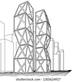architecture abstract, 3d illustration