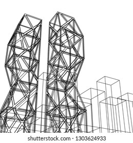 architecture abstract, 3d illustration