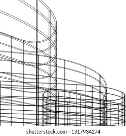 architecture abstract, 3d illustration