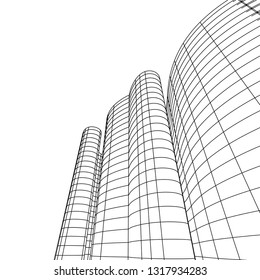 architecture abstract, 3d illustration
