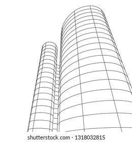 architecture abstract, 3d illustration