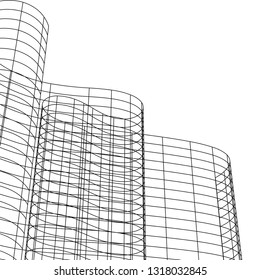 architecture abstract, 3d illustration