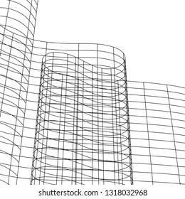 architecture abstract, 3d illustration