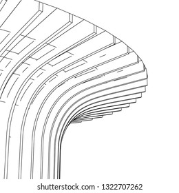 architecture abstract, 3d illustration