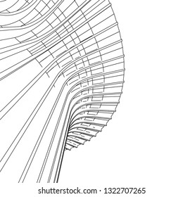 architecture abstract, 3d illustration