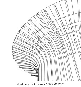 architecture abstract, 3d illustration