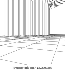 architecture abstract, 3d illustration