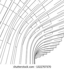 architecture abstract, 3d illustration