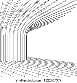 architecture abstract, 3d illustration