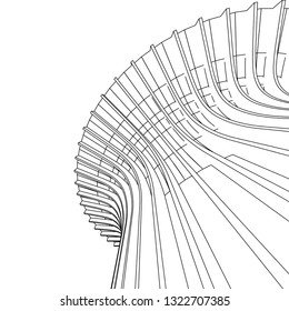 architecture abstract, 3d illustration