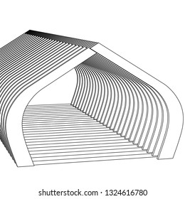 architecture abstract, 3d illustration