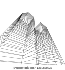 architecture abstract 3d illustration
