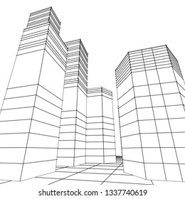 architecture abstract, 3d illustration