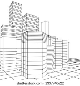 architecture abstract, 3d illustration