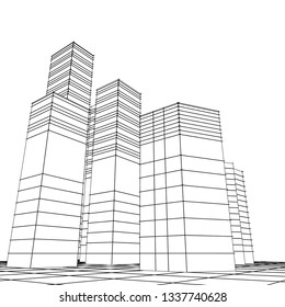 architecture abstract, 3d illustration