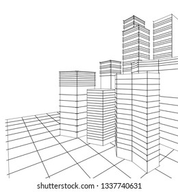 architecture abstract, 3d illustration