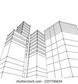 architecture abstract, 3d illustration